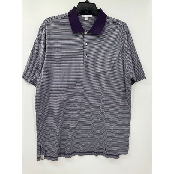 Peter Millar Men's Purple Striped Cotton Athletic Golf Polo Shirt Size‎ XL - Picture 1 of 3